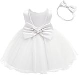 QDU Tulle Party Flower Girl Dress Flower Princess Wedding Dress for Toddler and Baby Girl, White, 3-4 Years