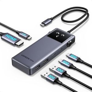 UGREEN Uno 10Gbps Hub USB C HDMI 4K 60Hz PD 100W Adaptador USB C a 2 USB C y 2 USB A 3.2 con Indicador LED Compatible con MacBook Pro Air M3 M2 M1, iPad Pro Air, iPhone 16 Plus Pro MAX, Galaxy S24