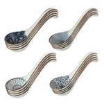 Oungy 16 Pcs Chinese Soup Spoons, 6.5 Inch Ramen Spoons Ceramic Soup Spoons, Porcelain Ramen Soup Spoons Long Handle Soup Spoons for Ramen Noodles Wonton Dumpling