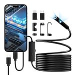 Endoscope Camera with Light, 1920P HD Borescope with 8+1 Adjustable LED Lights, IP67 Waterproof 16.5FT Semi-Rigid Snake Cord Inspection Camera for iPhone, iPad and Android Phone (Dual-Lens)