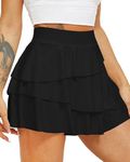 TZLDN Women's Pleated Tennis Skirt with Shorts Pockets High Waist Athletic Mini School Skirt Workout Sport Golf Skorts Skort ###5Ruffles - Black, L