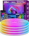 AILBTON LED neon Light 20ft,Flexible,with Application/Remote Control Control,Multiple Modes,IP65 Outdoor RGB Waterproof,Bedroom Indoor Music Synchronization Game bar Light