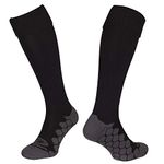 Optimum Classico Sports Socks - Moisture-Wicking, Breathable, Cushioned for Football, Rugby, Athletics - Lightweight, Quick-Dry Black, Senior (7-12)