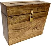 VANIYA CRAFTS® Handmade Wooden Engraved Card Box with Slot & Lock Card Receiving Box Wishing Well Box For Gift Cards, Weddings, Baby Shower, Birthday, Anniversaries, Graduation, Party (Burnt Brown)