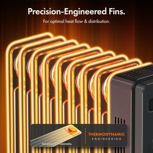 VonHaus 9-Fin Oil Heater 2000W – Portable Electric Radiator
