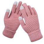 X-LENT Warm Woolen Hand Gloves Stretchable Men Women Winter Wool Biker Mittens Acrylic with Fingertip Touch (Unisex, Free Size) (Pink, Free Size)