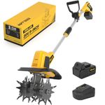 ZEGJAW 20V Cordless Electric Tiller, 9-Inch Garden Cultivator 360RPM Battery Powered Rototiller Portable Lightweight Efficient Tilling Includes 4.0Ah Battery and Charger
