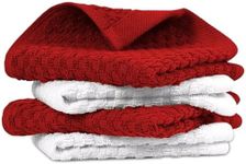 Infinitee Xclusives Premium Dish Cloth 100% Cotton 12 x 12 Inches |Pack of 4| - Ultra Soft Tea Towels - Highly Absorbent Kitchen Rags - Terry Dishcloth for Kitchen and Household Cleaning |Red|