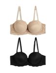 Marks & Spencer Women's Polyamide Wired Modern Push Up Bra (Pack of 2) (T332732ROSE Quartz_Rose