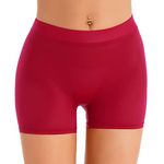 Agoky Womens Seamless Boyshort Panties Semi See Through Spandex Silky Underwear Stretch Boxer Briefs Red A One Size