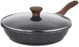 Sensarte Nonstick Frying Pan Skillet with Lid, Swiss Granite Coating Omelette Pan with Cover, Healthy Cookware Chef's Pan with Top, PFOA Free (12.5" + Glass Lid)