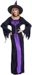 Witch Costume Outfit for Women Halloween Adult Witch Dress with Witch Hat (Purple, Small)