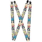 Buckle-Down Women's Suspenders-Batgirl/Supergirl/Wonder Woman Poses, Multi, One Size