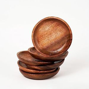 Casa/Legno Handcrafted 6 Inch Round Wood Plates, Perfect Home Decor and Serving Fruits, Appetizers and Salad. (Set of 6)