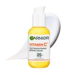 Garnier Vitamin C Serum Cream SPF 25, 2-in-1 Brightening Face Moisturizer with 20% Vitamin C, Hydrates, Protects and Reveals Bright Glowing Skin, Organic, Cruelty-Free & Vegan, All Skin Types, 50ml