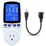 Watt Meter Power Meter Plug Home Electricity Usage Monitor with Cord, Electrical Usage Monitor Consumption, Energy Voltage Amps Kill Meter Tester with Backlight, Overload Protection, 7 Modes Display