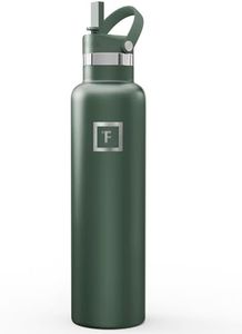 IRON °FLASK 24 oz Narrow Mouth Water Bottle with Straw | Insulated Stainless Steel Sports Water Bottle with Leakproof Straw Lid - BPA Free, Cold 24 Hrs, Sweat Free (Dark Pine)