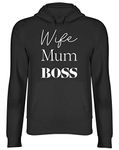 Shopagift Wife Mum Boss Hooded Top Unisex Hoodie Black