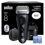 Braun Series 8 Electric Shaver for Men, Wet & Dry Razor with 4+1 Precision Head & Trimmer, Beard Sensor SensoAdapt, Cordless 60 min Runtime, 5in1 SmartCare Center, 8663CC, Grey
