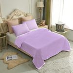 JYK Korean Faux Mink Fleece Blanket Queen 3.5 LB, 1 Ply Soft and Fluffy Flannel Blanket,Lightweight Breathable Pluss Fuzzy Cozy Queen Size Bed Blanket for Couch Bed Camping 79x91 Inches, Light Purple