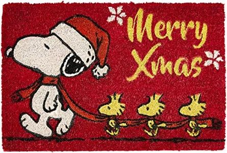 Excelsa Peanuts Christmas Paillasson entrée, Fibre de Coco, Rouge, 40 x 60 cm