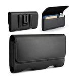 Mopaclle Phone Holster for Galaxy S23 Ultra S24 Ultra Note 20 Ultra 5G Note 10 Plus, A04 A03 A24 4G A54 A51 A71 A23 A12 A32 Leather Cell Phone Belt Clip Holster Carrying Pouch w Card Holder,Black