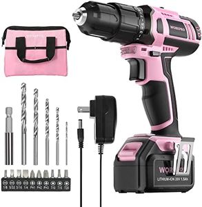 WORKPRO Pink Cordless 20V Lithium-ion Drill Driver Set (1.5Ah),1 Battery, Charger and Storage Bag Included