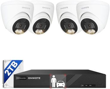 ONWOTE 4K NVR PoE Security Camera System 2 Way Audio, 8 Channel NVR 2TB, 4X 8MP Wired Outdoor IP Cameras, 125° FoV, AI Human Vehicle Detection Trigger Color Night Vision, CCTV Kit for Home Businesses