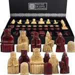 The Isle Of Lewis Chessmen - Regency Chess Official Lewis Chess Pieces - RED VERSION - 4 Queen Edition