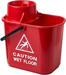 2Work Plastic Mop Bucket with Wringer 15 Litre Red CNT00684