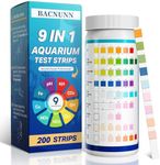 BACNUNN Aquarium Test Strips: 200CT 9 in 1 Quick & Accurate Fish Tank Water Testing Kit for Freshwater Pond Testing Nitrate Nitrite Hardness Free Chlorine pH Carbonate Total Alkalinity Copper Iron