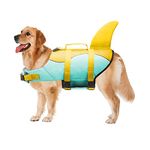 PPET Dog Life Jacket for Swimming and Boating,Ripstop Dog Life Vest Adjustable Swimsuit with High Buoyancy and Durable Rescue Handle for Small,Medium,Large Dogs (Large, Yellow)