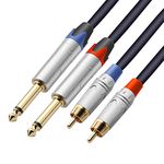 Tisino Dual 6.35mm Jack to Phono Cable, Twin 1/4" to RCA Stereo Audio Interconnect Lead Patch Cords - 3m