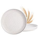 MISS BIG Dinner Plates, 10 inches Party Plates Set of 4,Lightweight Wheat Straw Plates, Extra Large Unbreakable Dinner Plate Set,Dishwasher & Microwave Safe BPA Free and No Chemical Dyes (White)