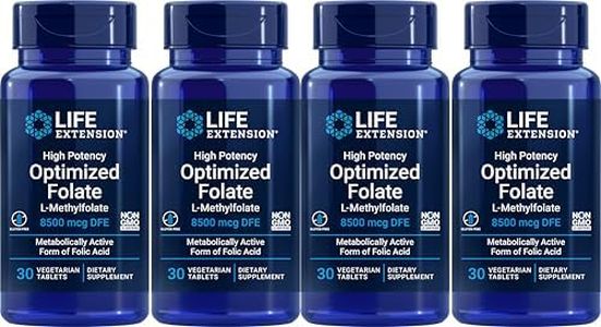 Life Extension High Potency Optimized Folate L-Methylfolate 5000 mcg 30 vegetarian tablets - 4-Pak