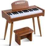 UISCOM Kids Keyboard Piano, 37 Keys Digital Piano, Toddler Musical Instruments, Wooden Kids Piano with Bench, Toddler Piano for 3+ Girls and Boys, Brown