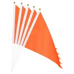 sourcing map Orange Flag Stick Hand Held Small Mini DIY Flag Banner 11.8 Inch x 7.8 Inch Triangle for Festival Events Party Decoration Pack of 12