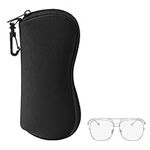 kwmobile Neoprene Glasses Case - Soft Pouch Bag for Eyeglasses or Sunglasses - with Zipper and Carabiner for Hanging