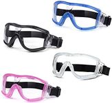 COMLZD 4 Pack Kids Safety Goggles, Childrens Multicolor Anti Fog UV Glasses Full Eyes Protective, Dustproof Windproof Clear Lab Goggles Playing For Unisex Boys Girls Outdoor Sport