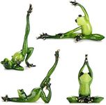 JUXYES Set of 4 Creative Resin Yoga Frogs Figurine Decor, 4 Different Yoga Pose Frog Sculpture Statue, Personalized Animal Collectible Figurines Mascot Frog Resin Crafts for Shelves Table Desk Decor