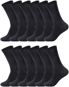 Forony Mens Dress Socks Soild Size 9-12 9-11 10-13 Combed Cotton Anti Odor Quick Dry Black 6 Pack