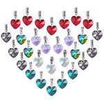 PH PandaHall 6 Colors Heart Glass Charms 30pcs Faceted Heart Pendants Valentine Charms Crystal Dangle Charms with Bail Hanger Large Hole Beads for Wedding Mother Necklace Bracelet Making, Hole: 5mm