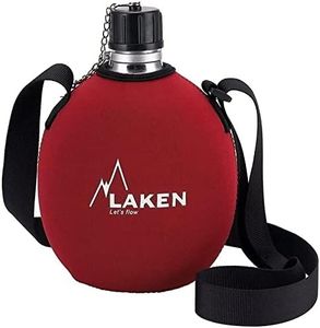 Laken Clasica 34oz Water Canteen, Aluminum Camping Bottle with Neoprene Pouch and Strap, Narrow Mouth, Leak Proof, BPA Free, Red