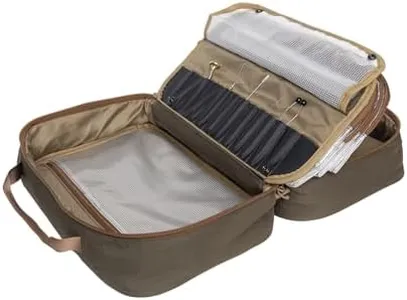 Raprance Professional Fly Tying Travel Case, 4 Clear Pockets and Padded Tool Storage Caddy Hold Fly Tying Vise,Tool Kit,Materials (Brown Olive)