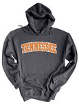 Trenz Shirt Company Tennessee Hoodie Football Team Color Tennessee Orange Tennessee Rocky Top Mens Hooded Sweatshirt, Heather Grey, Large