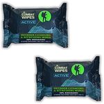 Combat Wipes ACTIVE Outdoor Wet Wipes - Extra Thick Camping Gear, Biodegradable, Body & Hand Cleansing/Refreshing Cloths for Backpacking & Gym w/Natural Aloe & Vitamin E(2 pack, 25 wipes each)