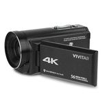 Vivitar - 4k Camcorder Ultra HD Lens, 4k Camera for Video Recording with 56MP, 13MP Sensor, 3" Rotatable Full Color LCD Display, 18x Zoom, Waterproof 5M/ 16.4FT, Image Stabilization, Black