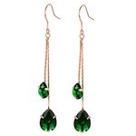 Yoursfs Teardrop Hook Earrings Rose GP Long Chain Tassels 2 Green Crystal Drop Earings For Women Christmas Gifts