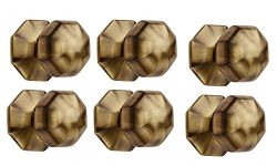 HOBKNOBS Octagonal Antique Brass Cabinet/Drawers Wardrobe Kitchen Pull Handle Knob (Brown, 32 mm) (6)