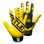 Battle Sports Ultra-Stick Wide Receiver Football Gloves - Adult & Youth Football Gloves - Youth Large, Neon Yellow/Black